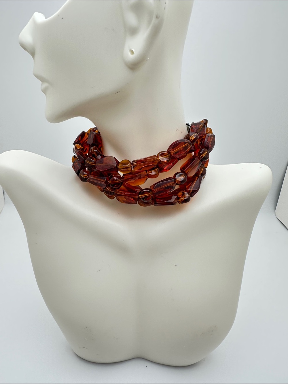 Amber-Tone Multi-Strand Bead Choker Necklace - Women Jewelry
